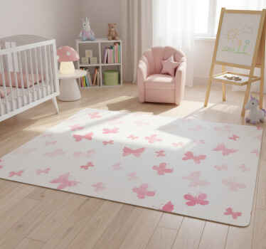 Animal vinyl rug with pastel flying butterflies - TenStickers
