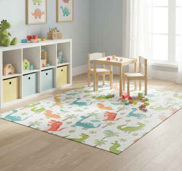 Happy dinosaur animal vinyl rug - TenStickers