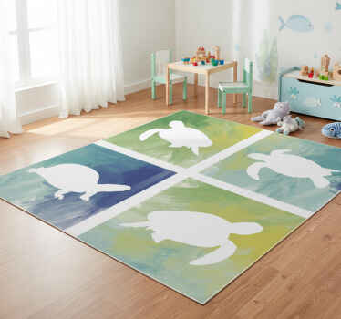 Colorful turtle pack tile animal vinyl rug - TenStickers