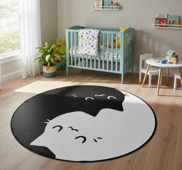 Animal vinyl rug yin yang cats design - TenStickers