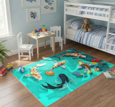 Koi shower animal vinyl rug - TenStickers