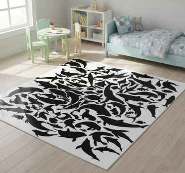 Animal vinyl rug marine black creatures - TenStickers
