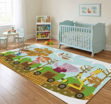 Train in autumn animal vinyl rug - TenStickers