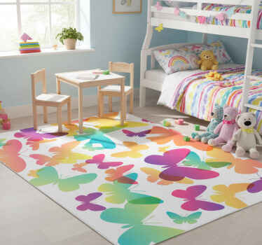 Animal vinyl rug gradient butterflies design - TenStickers