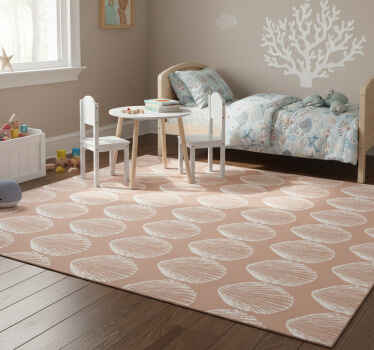 Animal vinyl rug retro seashell pattern beige - TenStickers