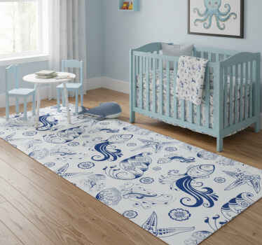 Ornamental sea life animal vinyl rug - TenStickers
