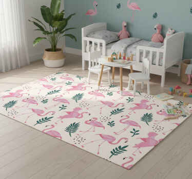 Animal vinyl rug with flamingo and leaf pattern - TenStickers