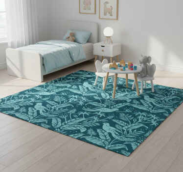 Animal vinyl rug with turquoise flying birds - TenStickers