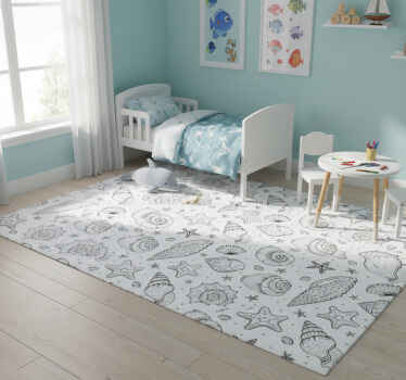 Animal vinyl rug featuring marine life and seashells - TenStickers