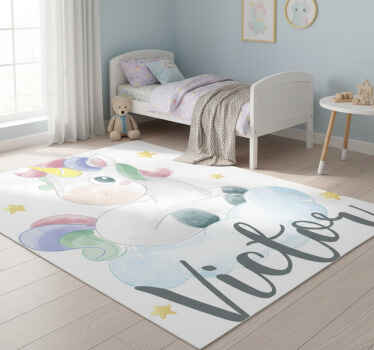 Watercolour unicorn with clouds animal vinyl rug - TenStickers