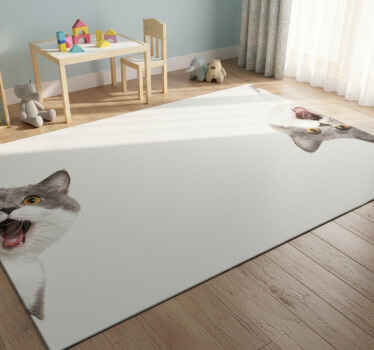 Animal vinyl rug cat spying on white background - TenStickers