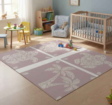 Animal vinyl rug hawaiian turtle and palm design - TenStickers