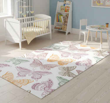 Colored ornamental butterflies animal vinyl rug - TenStickers