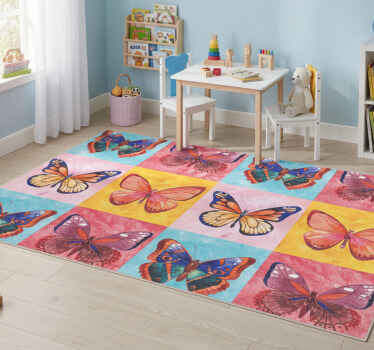 Animal vinyl rug multicolored butterflies - TenStickers
