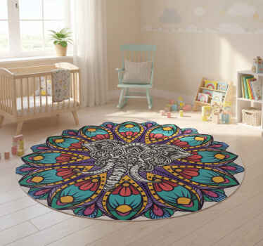 Colorful elephant mandala animal vinyl rug - TenStickers