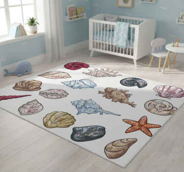 Animal vinyl rug seashell drawings - TenStickers