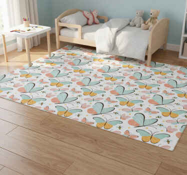 Butterflies and bees animal vinyl rug - TenStickers