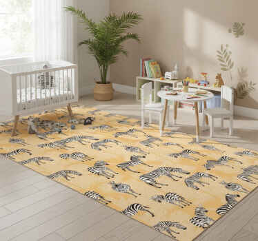 Animal vinyl rug zebra and palms design - TenStickers
