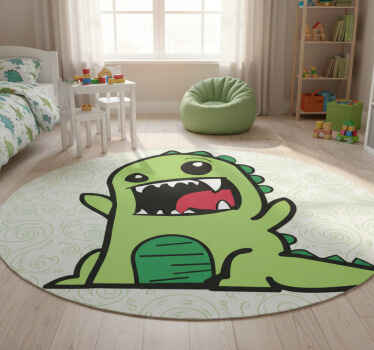Green dinosaur doodle scary animal vinyl rug - TenStickers