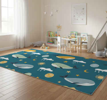 Animal vinyl rug with trendy whale design - TenStickers