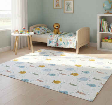 Animal vinyl rug cartoon multicolor fish - TenStickers