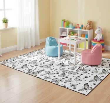 Monocolor butterflies and dots animal vinyl rug - TenStickers