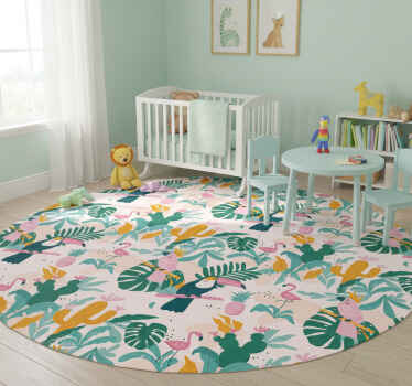 Tropical birds and leaves animal vinyl rug - TenStickers