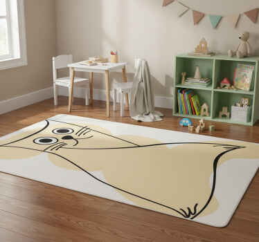 Beige painted cat animal vinyl rug - TenStickers