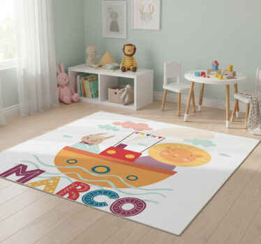 Animal vinyl rug featuring animals on a boat - TenStickers