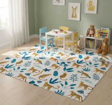 Botanical and leopards animal vinyl rug - TenStickers
