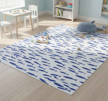 Animal vinyl rug with blue fish pattern - TenStickers