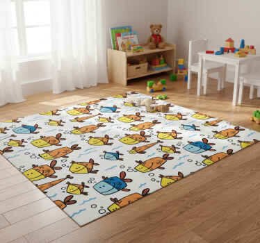 Multicolor fish kids style animal vinyl rug - TenStickers