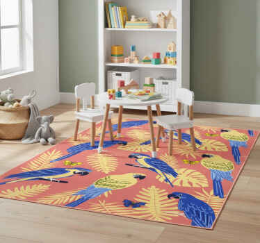 Parrots and butterflies animal vinyl rug - TenStickers