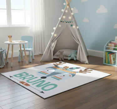 Animal vinyl rug nordic deer with name - TenStickers