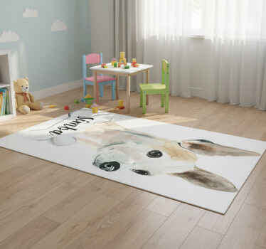Animal vinyl rug with dog portrait and name - TenStickers