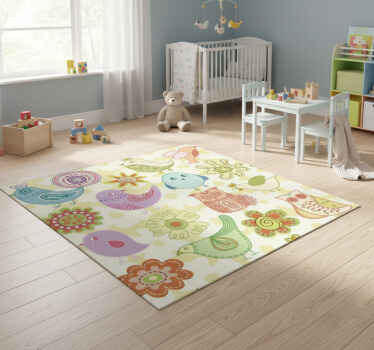 Animal vinyl rug with colorful bird designs - TenStickers