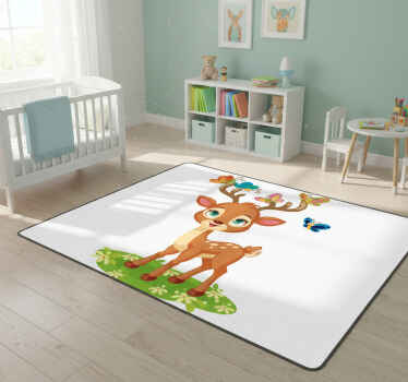 Cute cartoon deer animal vinyl rug - TenStickers