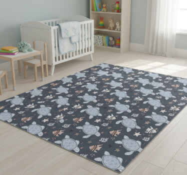 Animal vinyl rug whimsical turtle design - TenStickers