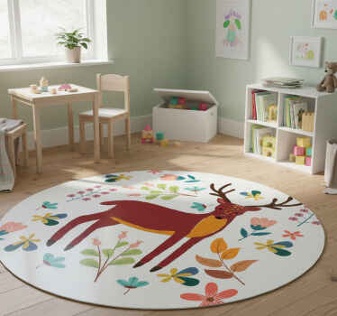 Animal vinyl rug whimsical deer design - TenStickers