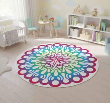 Animal vinyl rug colorful dragonfly mandala - TenStickers