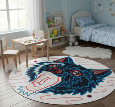 Vinyl teppich tiere mit heulendem wolf motiv - TenStickers