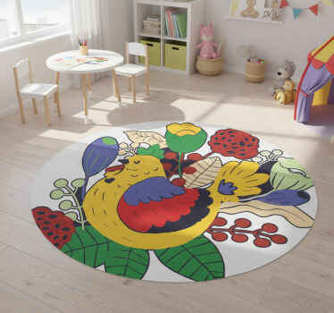 Vinyl teppich tiere bunte vogelblumen - TenStickers