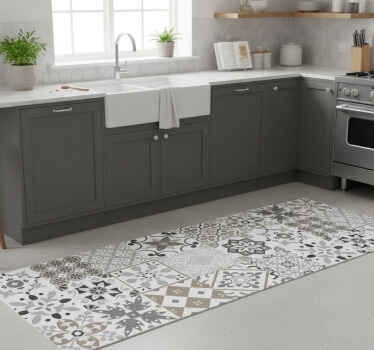 Tapis vinyle cuisine mosaïque de carreaux géométriques - TenStickers