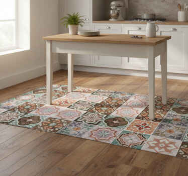 Vinyl teppich küche lebhaftes terracotta patchwork - TenStickers