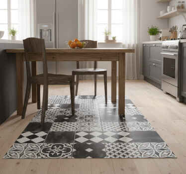 Kitchen vinyl rug in vibrant contrast pattern - TenStickers