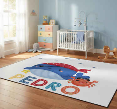 Cute pirate whale animal vinyl rug - TenStickers