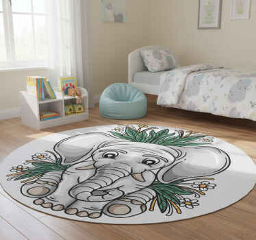 Animal vinyl rug cute elephant design - TenStickers