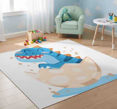 Happy hatchling dinosaur animal vinyl rug - TenStickers