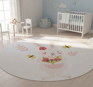Adorable rabbit artwork animal vinyl rug - TenStickers