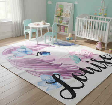Big eye unicorn with butterfly animal vinyl rug - TenStickers